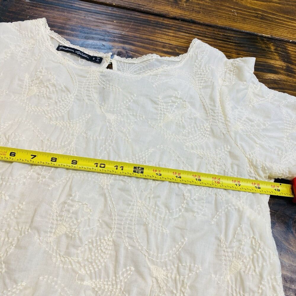 Gudrun Sjoden “Duha” woven blouse in organic cotton In Ecru Cream Color Small - Picture 6 of 7